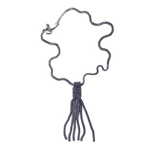 Elegant Fashion Statement Vintage Silver Tassel Rhinestones Necklace